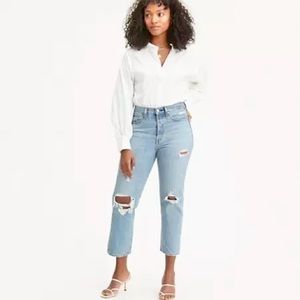 Levi’s Wedgie 25 (US 0/1) Straight Jeans High Rise Women’s Distressed Cropped
